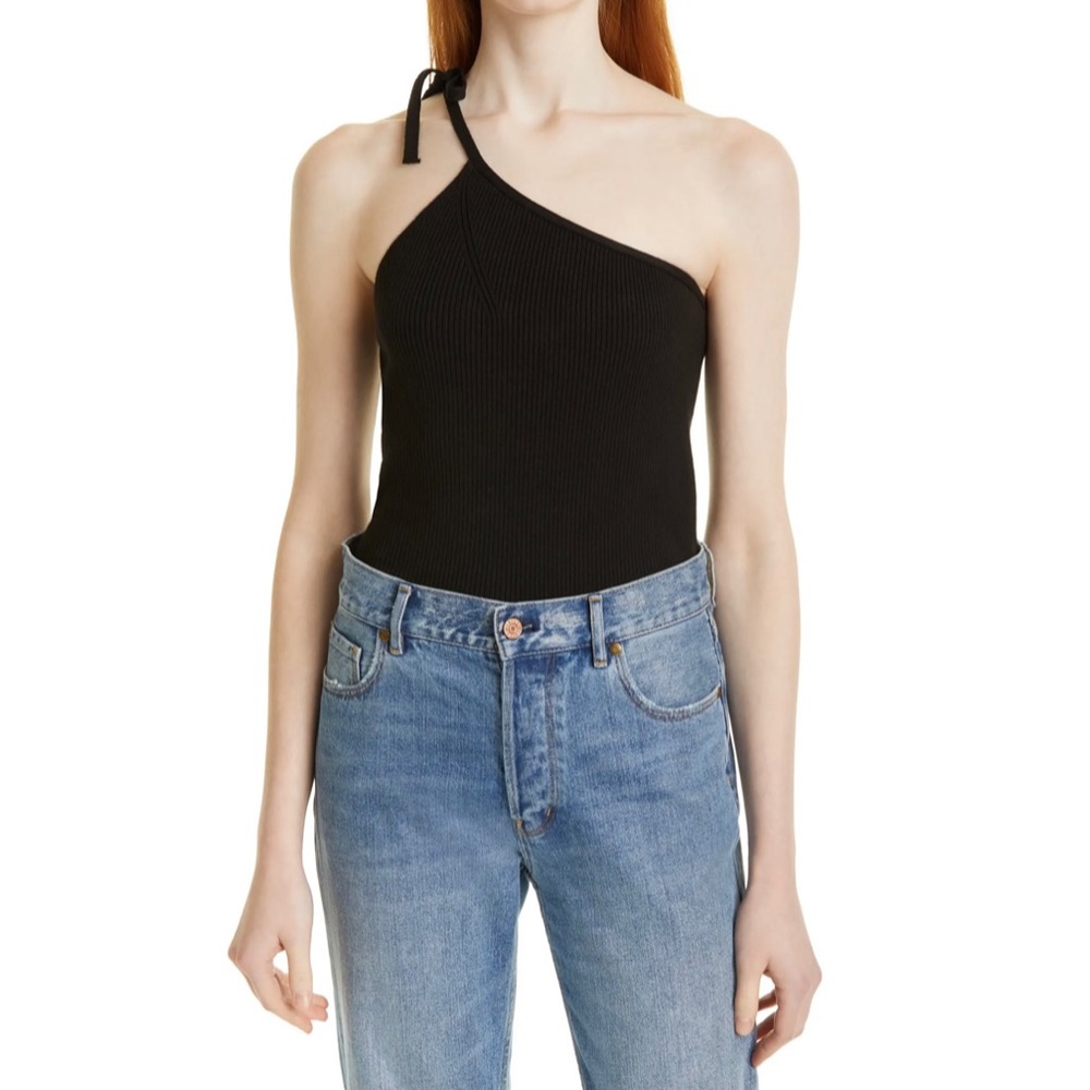 NEW BA&SH BLACK ONE-SHOULDER TANK TOP
